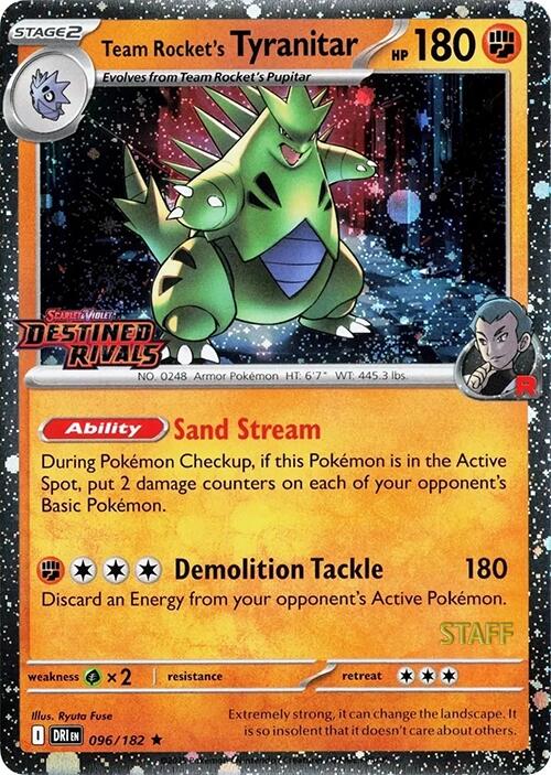 Team Rocket's Tyranitar (096/182) (Prerelease Staff) [Scarlet & Violet: Destined Rivals] | Exor Games New Glasgow