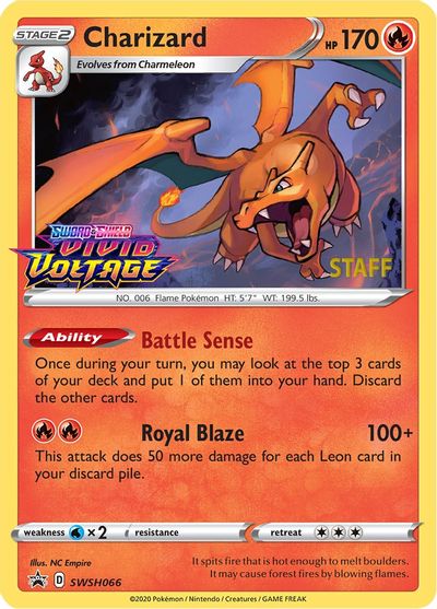 Charizard (SWSH066) (Staff Prerelease Promo) [Sword & Shield: Black Star Promos] | Exor Games New Glasgow