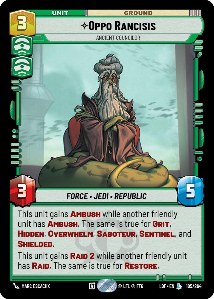 Oppo Rancisis - Ancient Councilor (105/264) (105/264) [Legends of the Force] | Exor Games New Glasgow