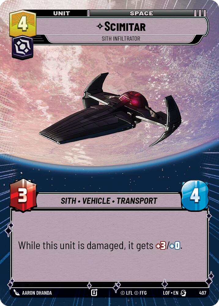 Scimitar - Sith Infiltrator (497) (Hyperspace) (497) [Legends of the Force] | Exor Games New Glasgow