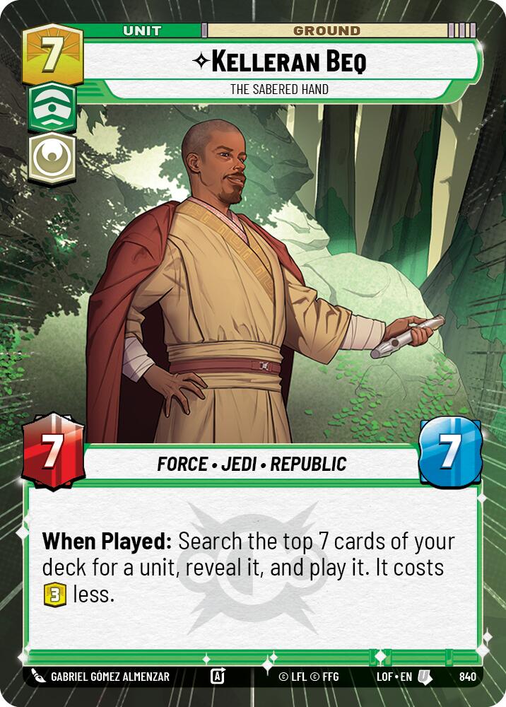 Kelleran Beq - The Sabered Hand (840) (Hyperspace Foil) (840) [Legends of the Force] | Exor Games New Glasgow