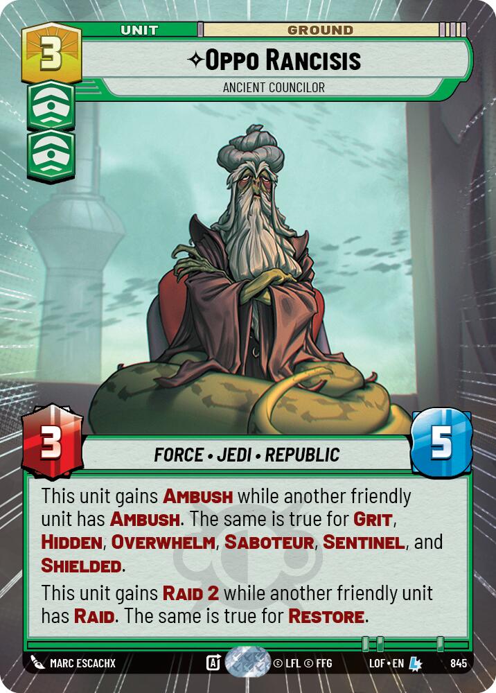 Oppo Rancisis - Ancient Councilor (845) (Hyperspace Foil) (845) [Legends of the Force] | Exor Games New Glasgow