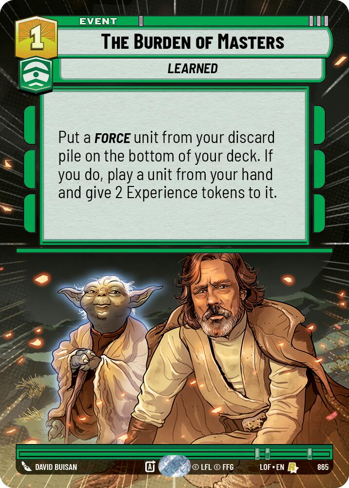 The Burden of Masters (865) (Hyperspace Foil) (865) [Legends of the Force] | Exor Games New Glasgow
