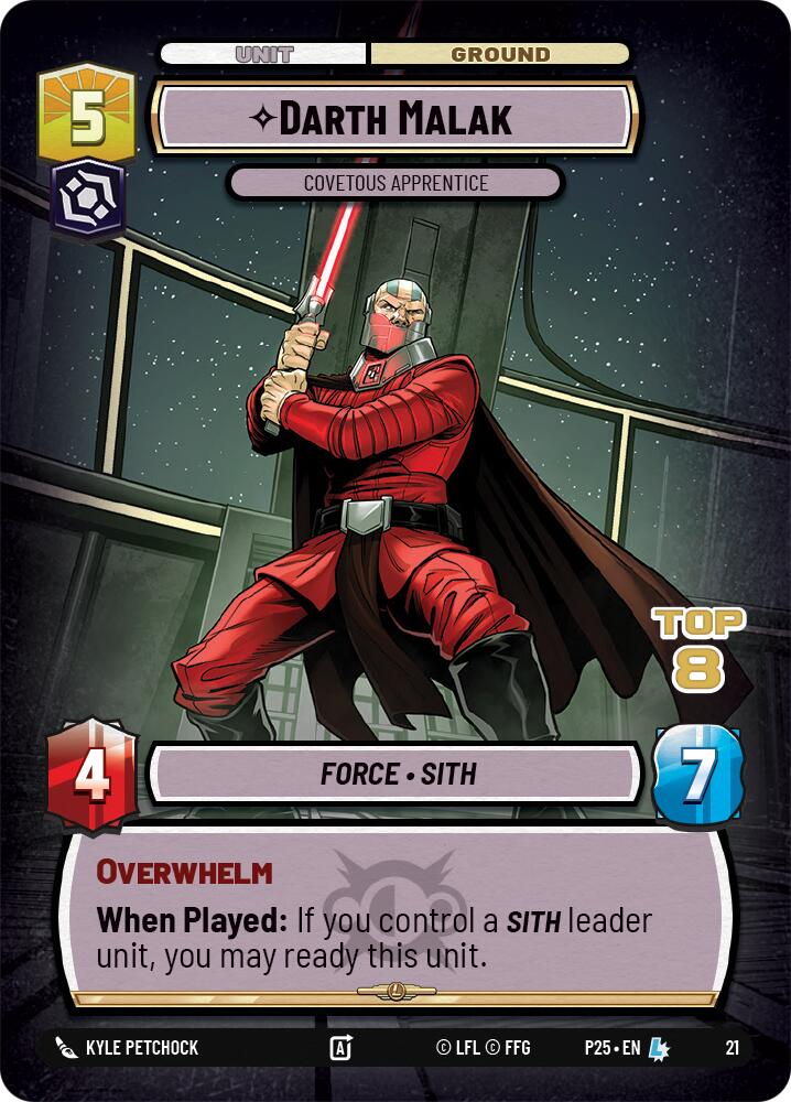 Darth Malak - Covetous Apprentice (Top 8) (21) (21) [Organized Play Promos] | Exor Games New Glasgow