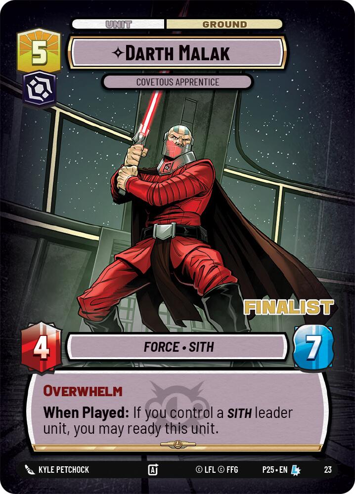 Darth Malak - Covetous Apprentice (Finalist) (23) (23) [Organized Play Promos] | Exor Games New Glasgow
