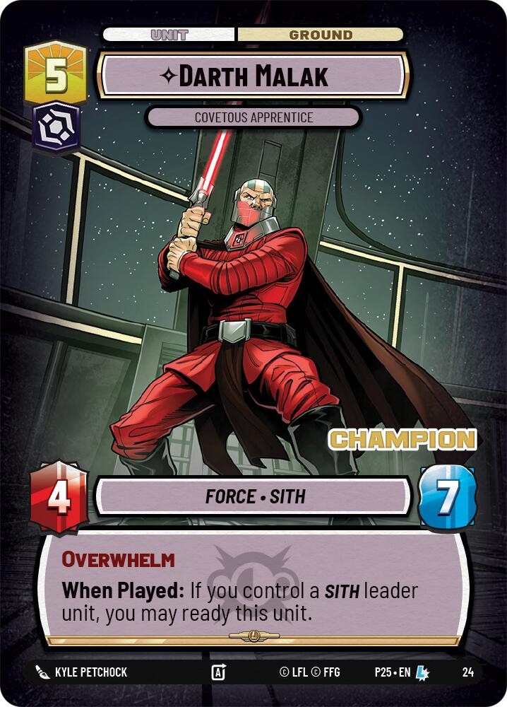 Darth Malak - Covetous Apprentice (Champion) (24) (24) [Organized Play Promos] | Exor Games New Glasgow