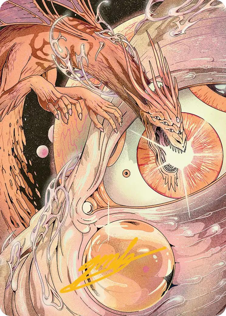 Nova Hellkite Art Card (40/54) (Gold-Stamped Signature) [Edge of Eternities Art Series] | Exor Games New Glasgow