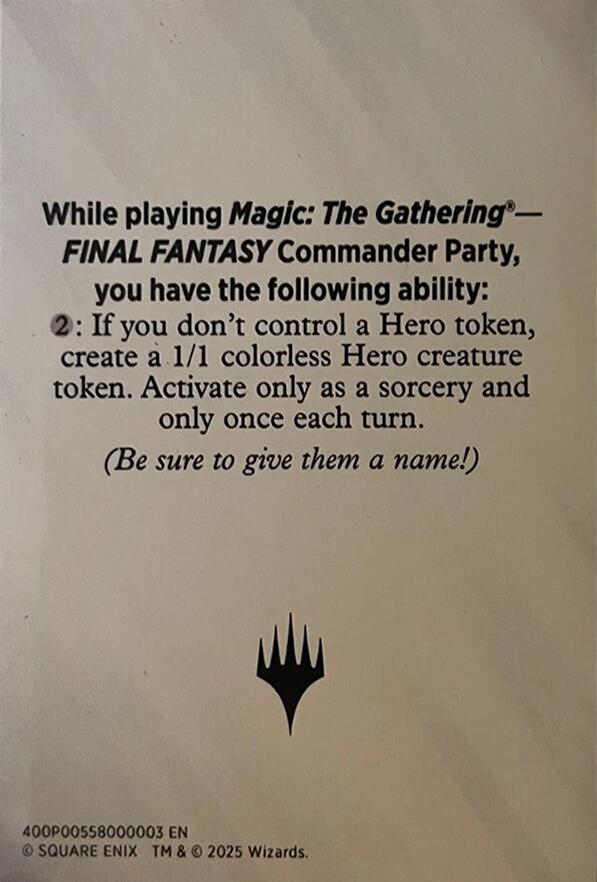 Blank Hero Token [FINAL FANTASY Tokens] | Exor Games New Glasgow