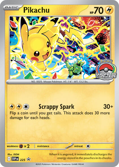 Pikachu (225) (World Championship 2025) [Scarlet & Violet: Black Star Promos] | Exor Games New Glasgow