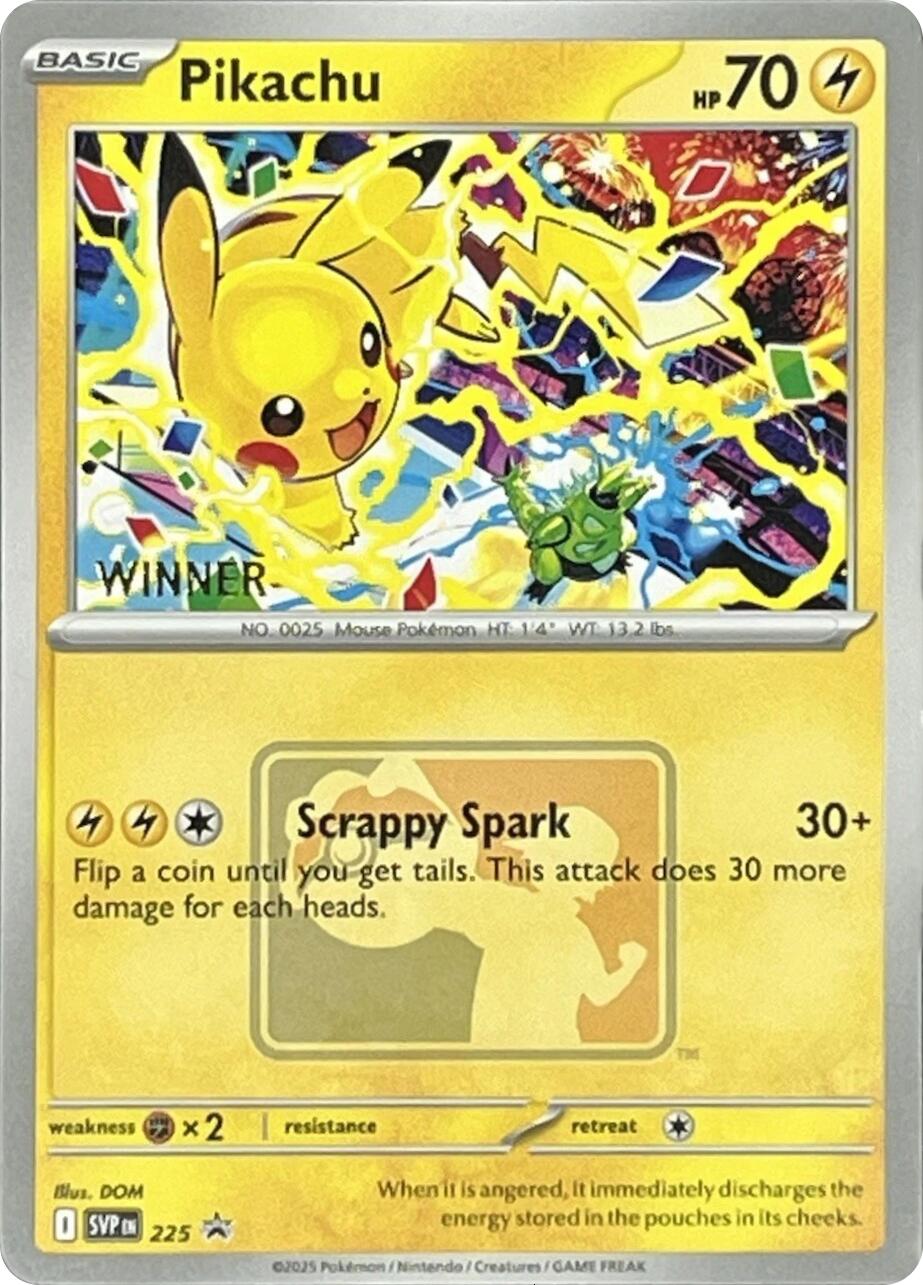 Pikachu (225) (World Championship 2025) [Winner] [Scarlet & Violet: Black Star Promos] | Exor Games New Glasgow