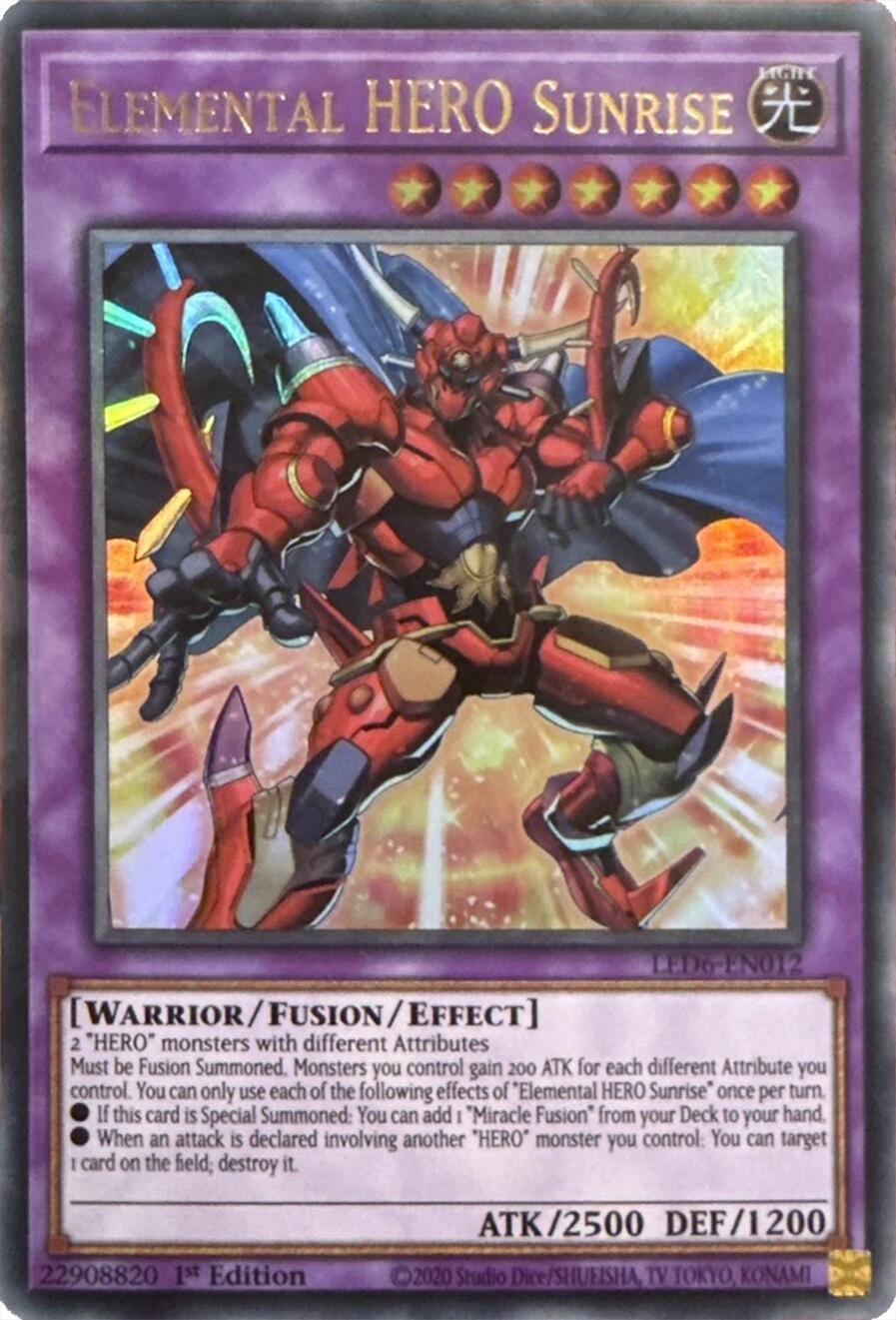 Elemental HERO Sunrise (2020 Date Reprint) [LED6-EN012] Ultra Rare | Exor Games New Glasgow