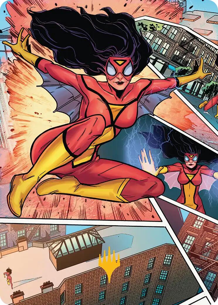 Spider-Woman, Stunning Savior Art Card (Gold-Stamped Planeswalker Symbol) [Marvel's Spider-Man Art Series] | Exor Games New Glasgow