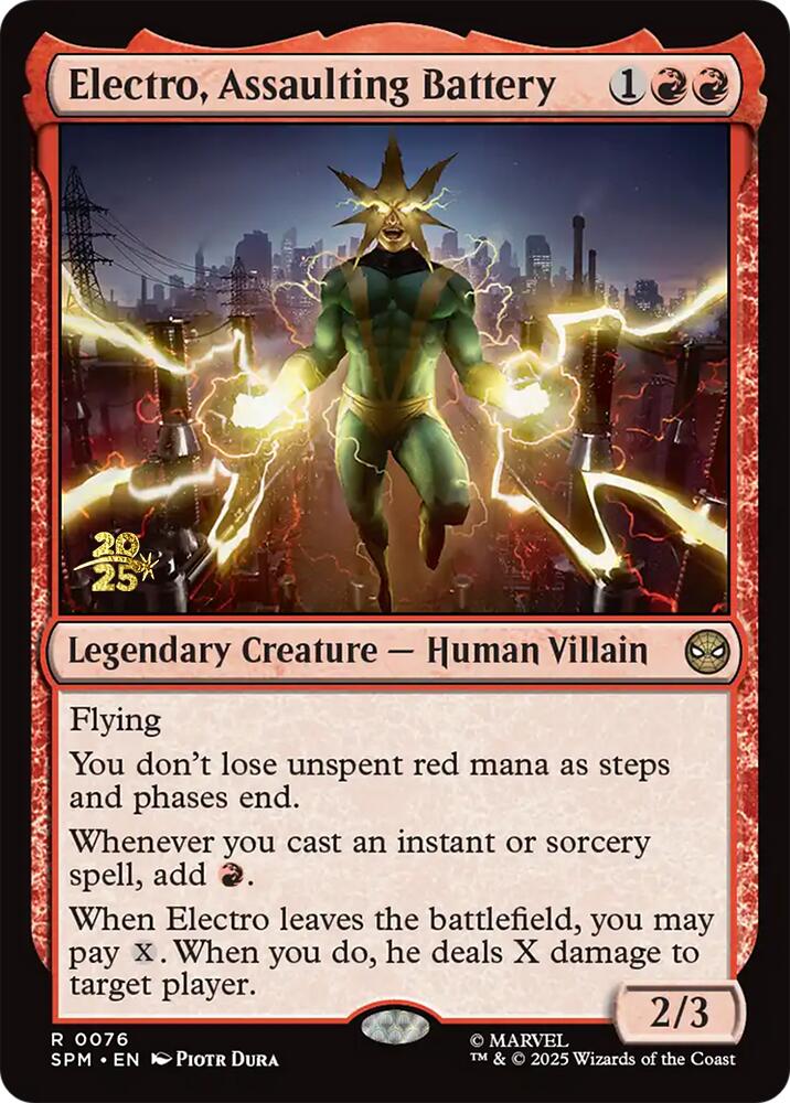 Electro, Assaulting Battery [Marvel's Spider-Man Prerelease Promos] | Exor Games New Glasgow