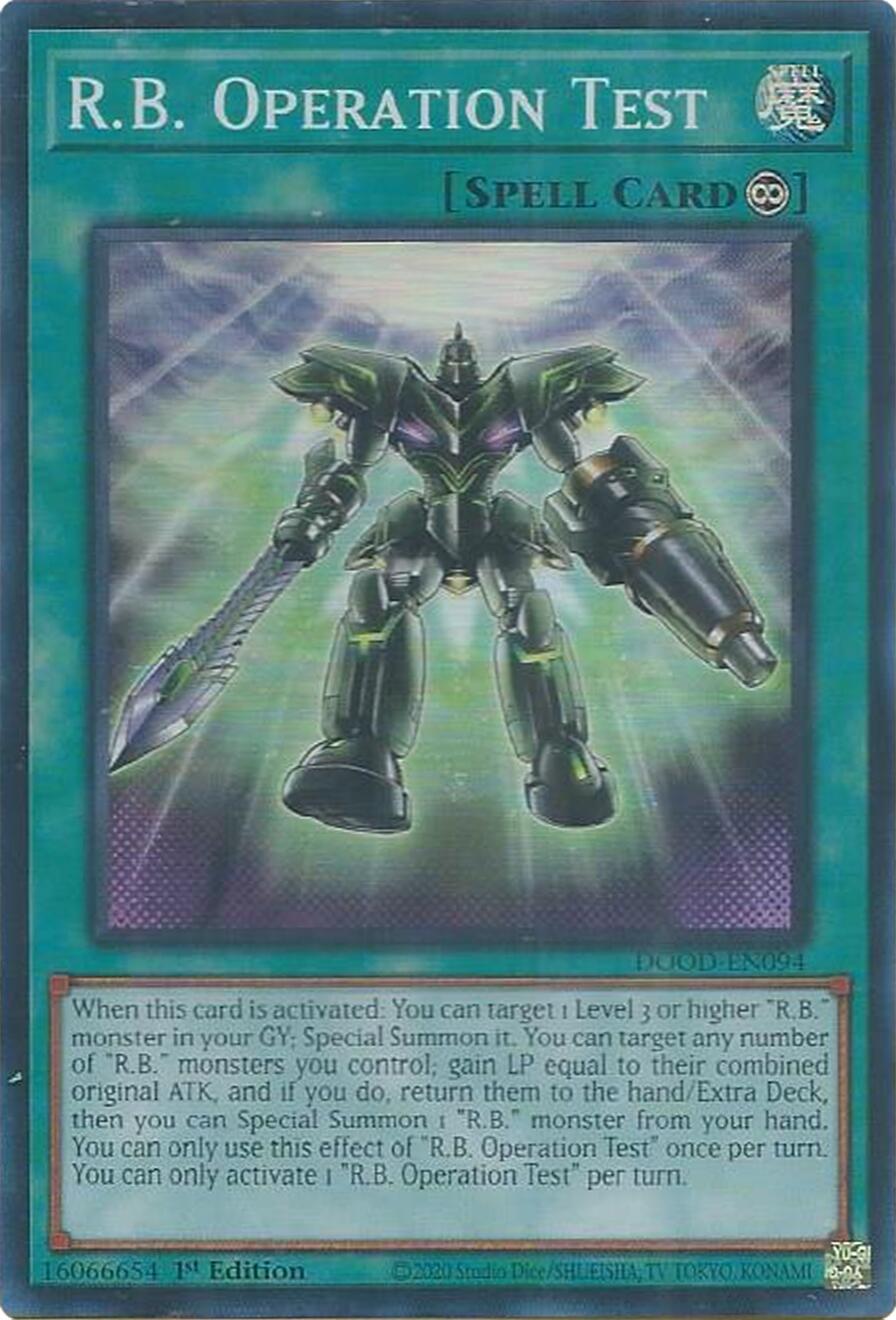 R.B. Operation Test [DOOD-EN094] Super Rare | Exor Games New Glasgow