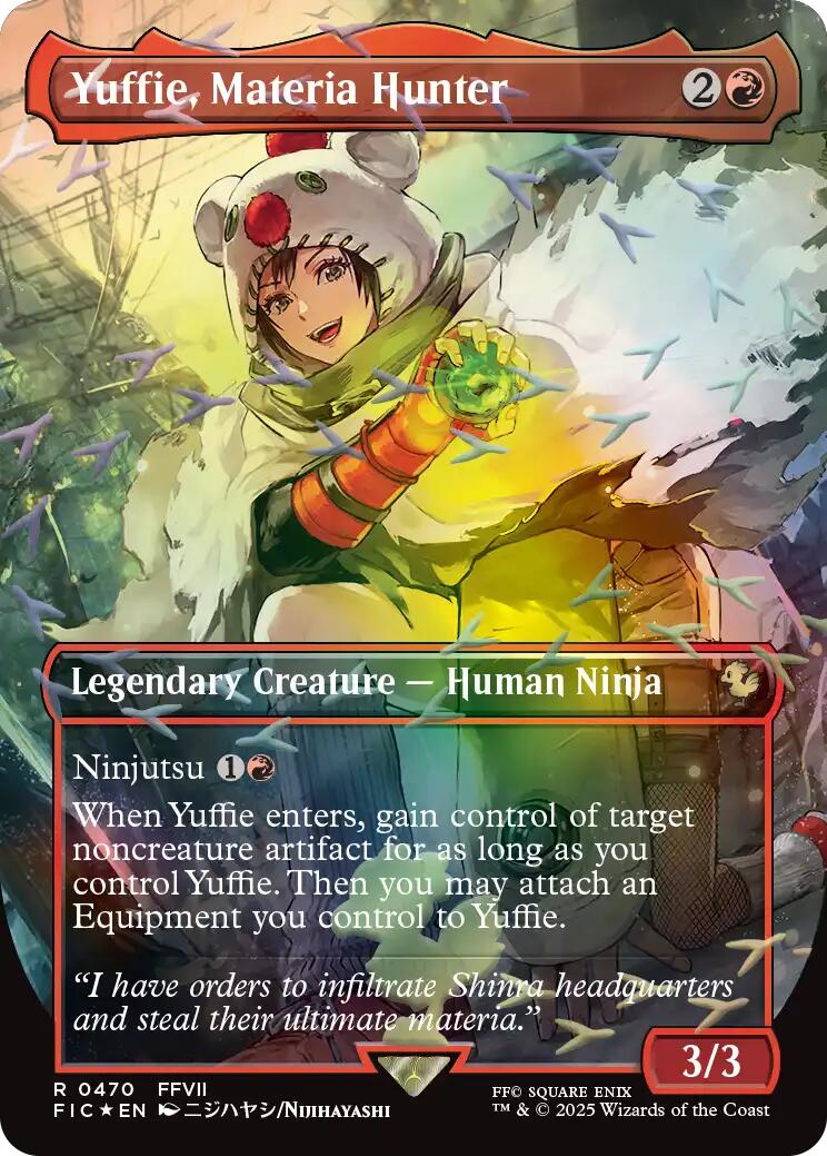 Yuffie, Materia Hunter (Borderless) (Chocobo Track Foil) [FINAL FANTASY Commander] | Exor Games New Glasgow