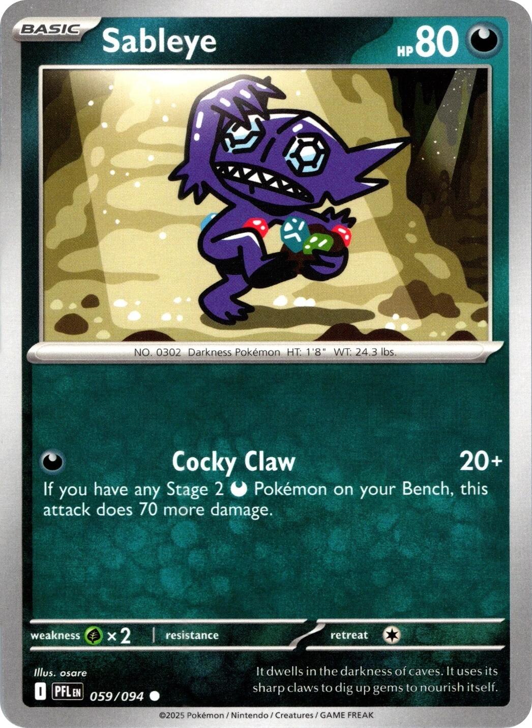 Sableye (059/094) (Reverse Holo) [Mega Evolution: Phantasmal Flames] | Exor Games New Glasgow