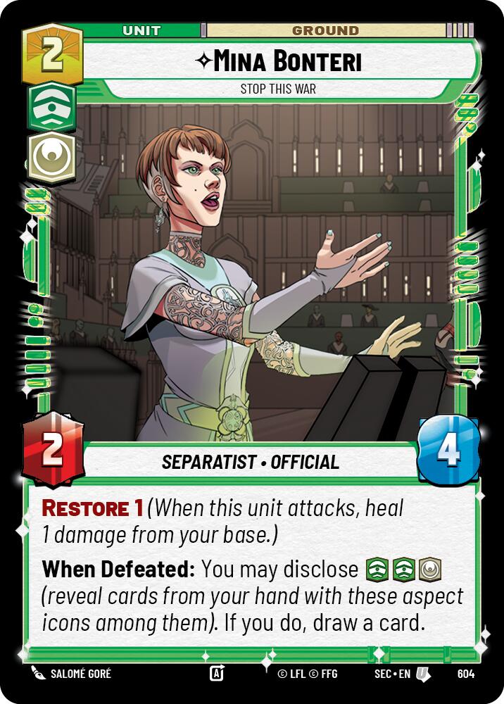 Mina Bonteri - Stop This War (Foil) (604) (604) [Secrets of Power] | Exor Games New Glasgow