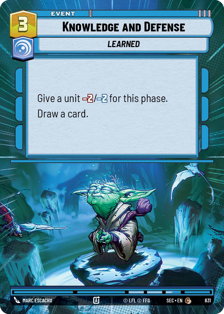 Knowledge and Defense (831) (Hyperspace Foil) (831) [Secrets of Power] | Exor Games New Glasgow