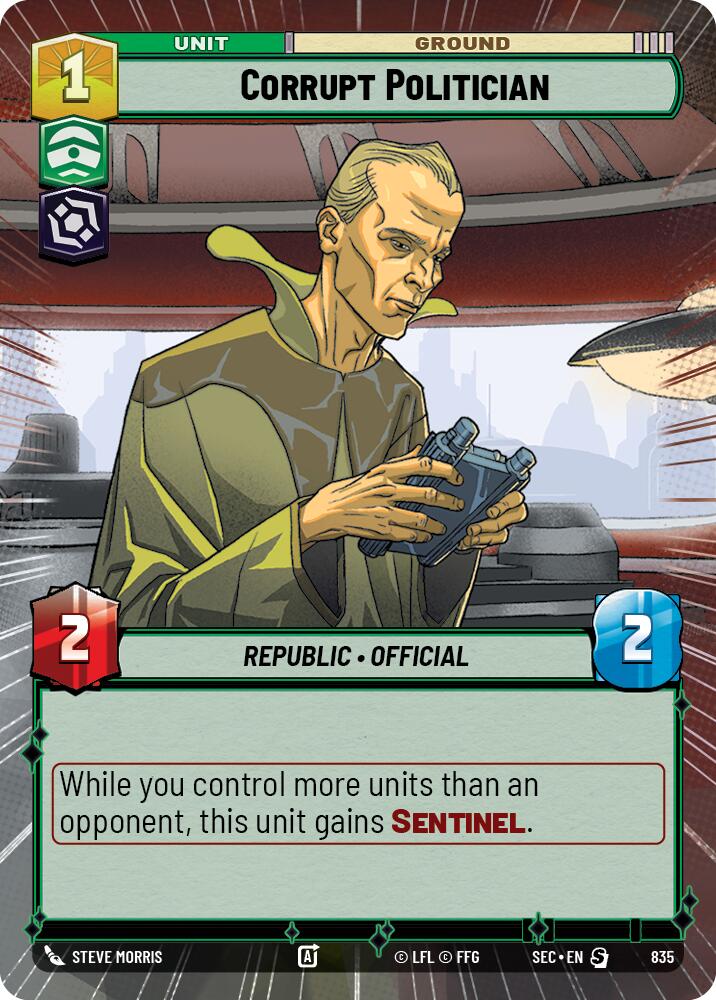 Corrupt Politician (835) (Hyperspace Foil) (835) [Secrets of Power] | Exor Games New Glasgow