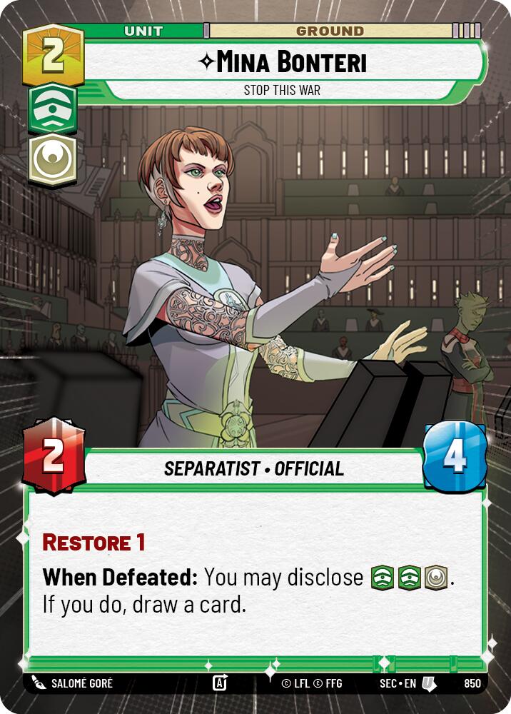 Mina Bonteri - Stop This War (Hyperspace Foil) (850) (850) [Secrets of Power] | Exor Games New Glasgow