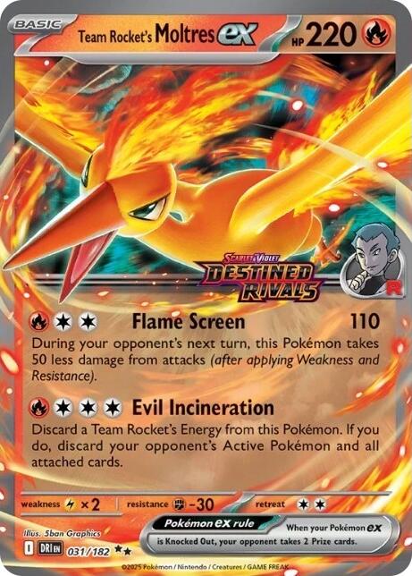Team Rocket's Moltres ex (031/182) (Destined Rivals Stamp) [Miscellaneous Cards] | Exor Games New Glasgow