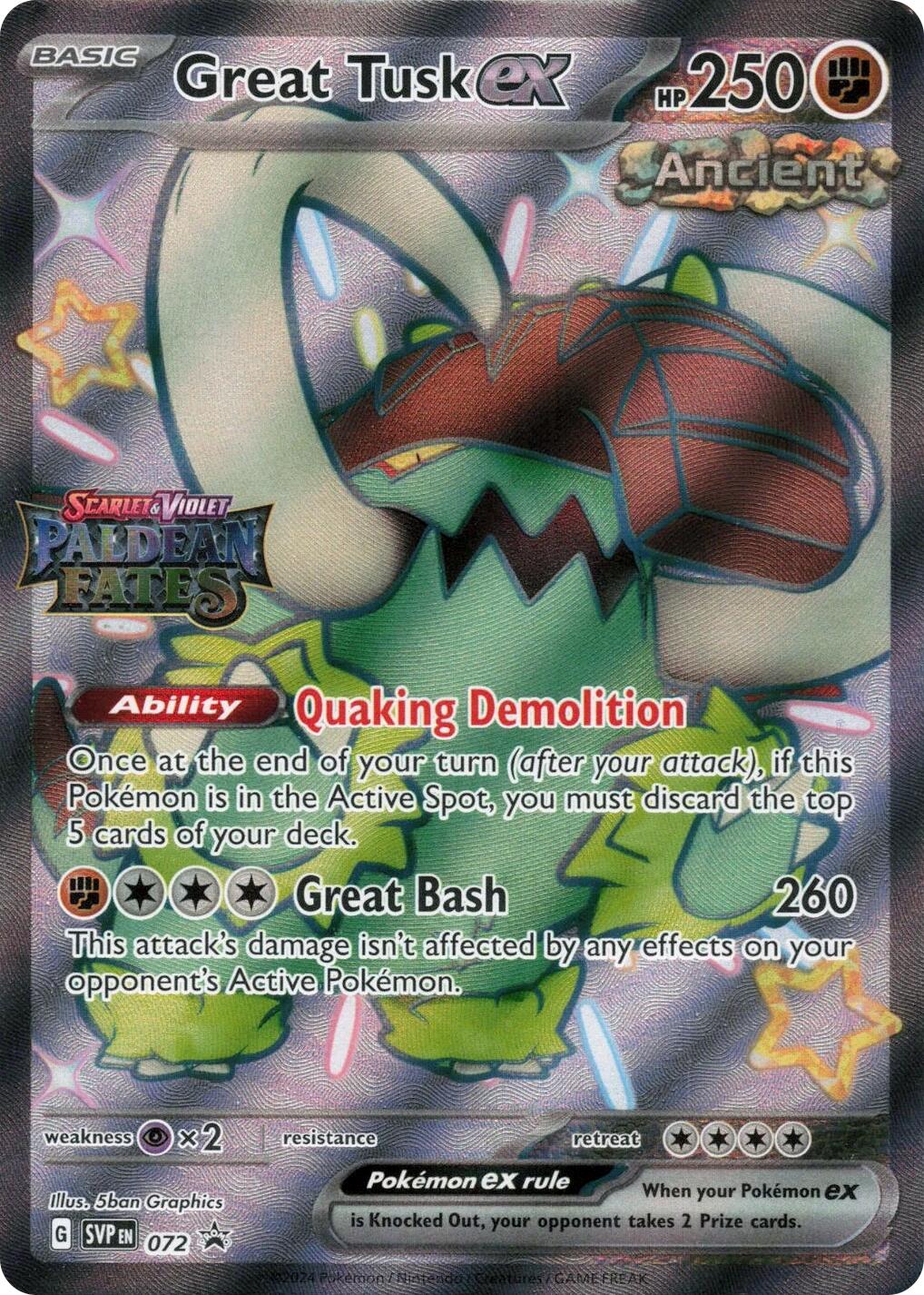 Great Tusk ex (072) (Paldean Fates Stamped) [Scarlet & Violet: Paldean Fates] | Exor Games New Glasgow