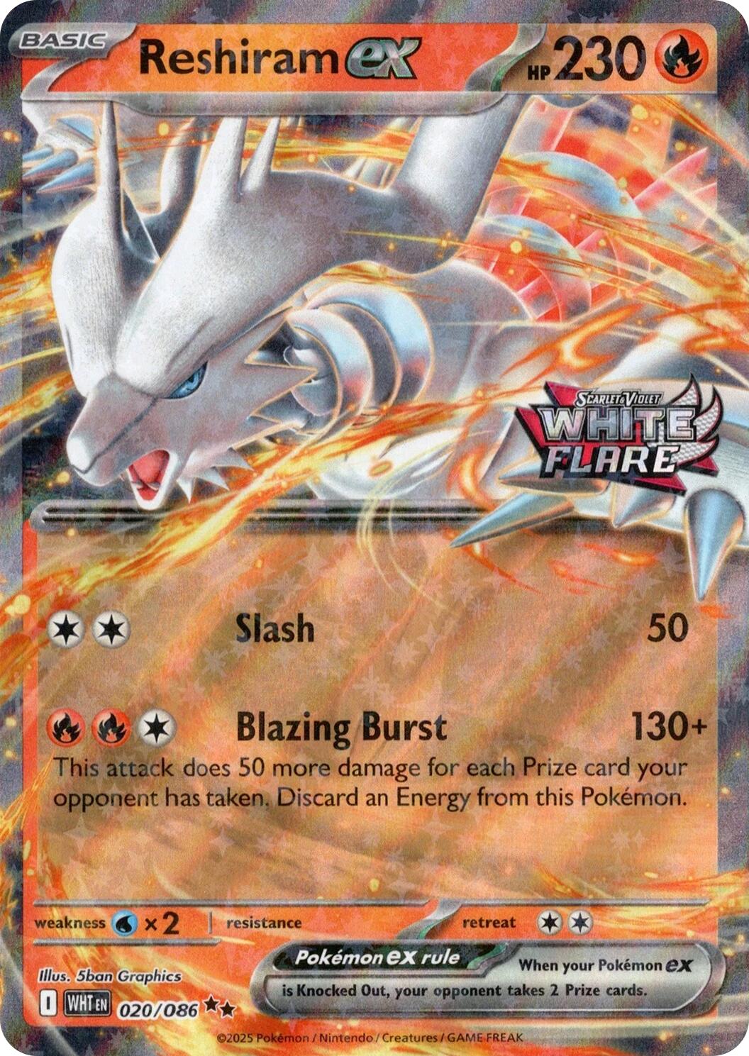 Reshiram ex (020/086) (White Flare Stamped) [Miscellaneous Cards] | Exor Games New Glasgow