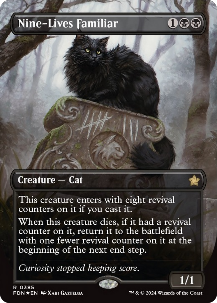 Nine-Lives Familiar (Borderless Mana Foil) [Foundations] | Exor Games New Glasgow