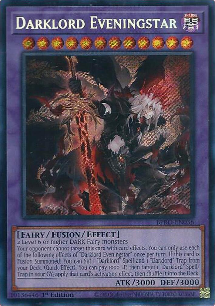Darklord Eveningstar [BPRO-EN036] Secret Rare | Exor Games New Glasgow