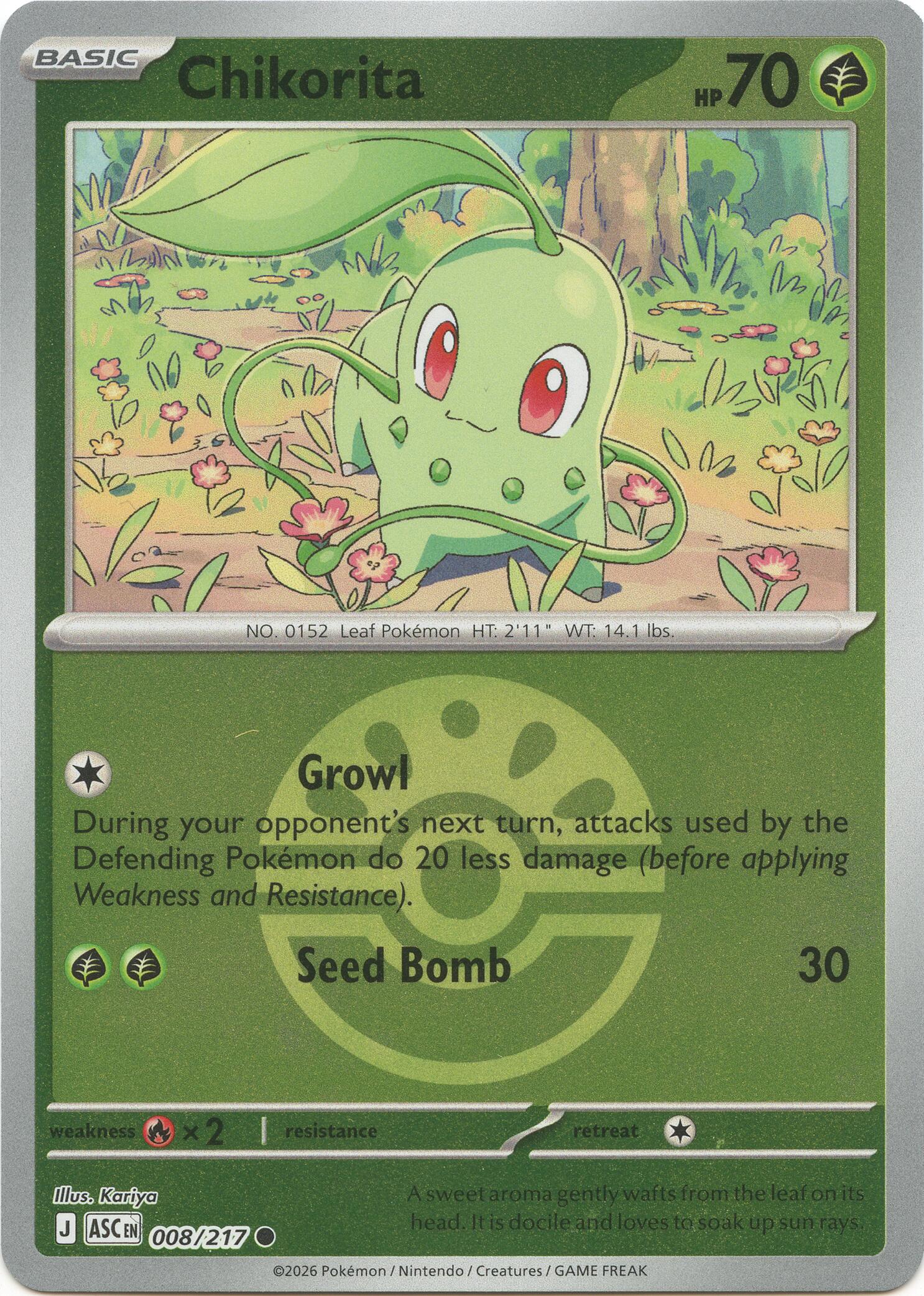 Chikorita (008/217) (Friend Ball) [Mega Evolution: Ascended Heroes] | Exor Games New Glasgow