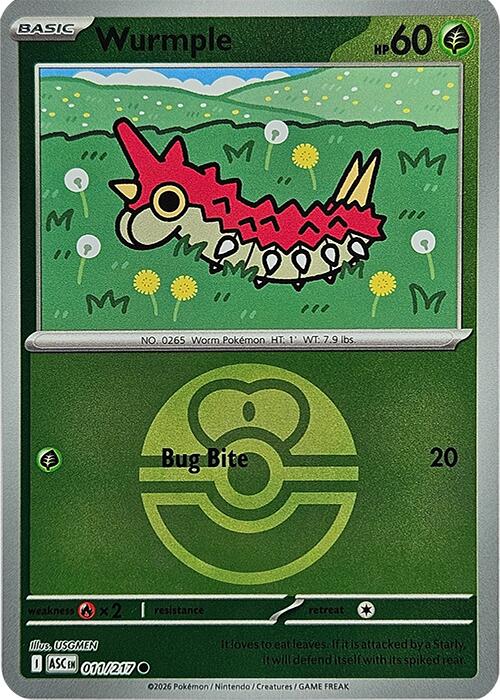 Wurmple (011/217) (Love Ball) [Mega Evolution: Ascended Heroes] | Exor Games New Glasgow