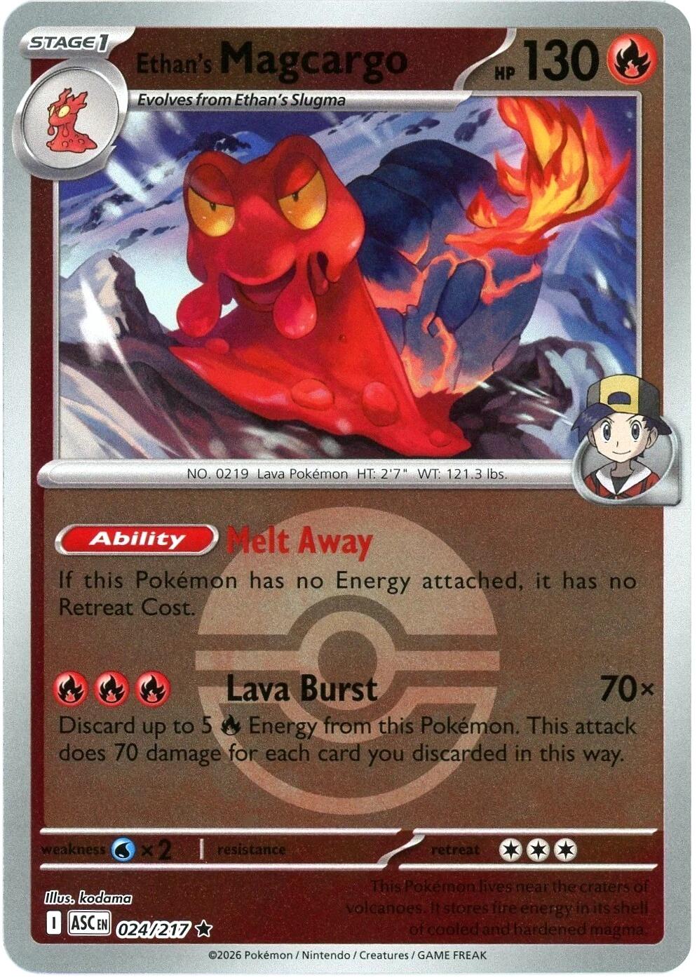 Ethan's Magcargo (024/217) (Poke Ball) [Mega Evolution: Ascended Heroes] | Exor Games New Glasgow