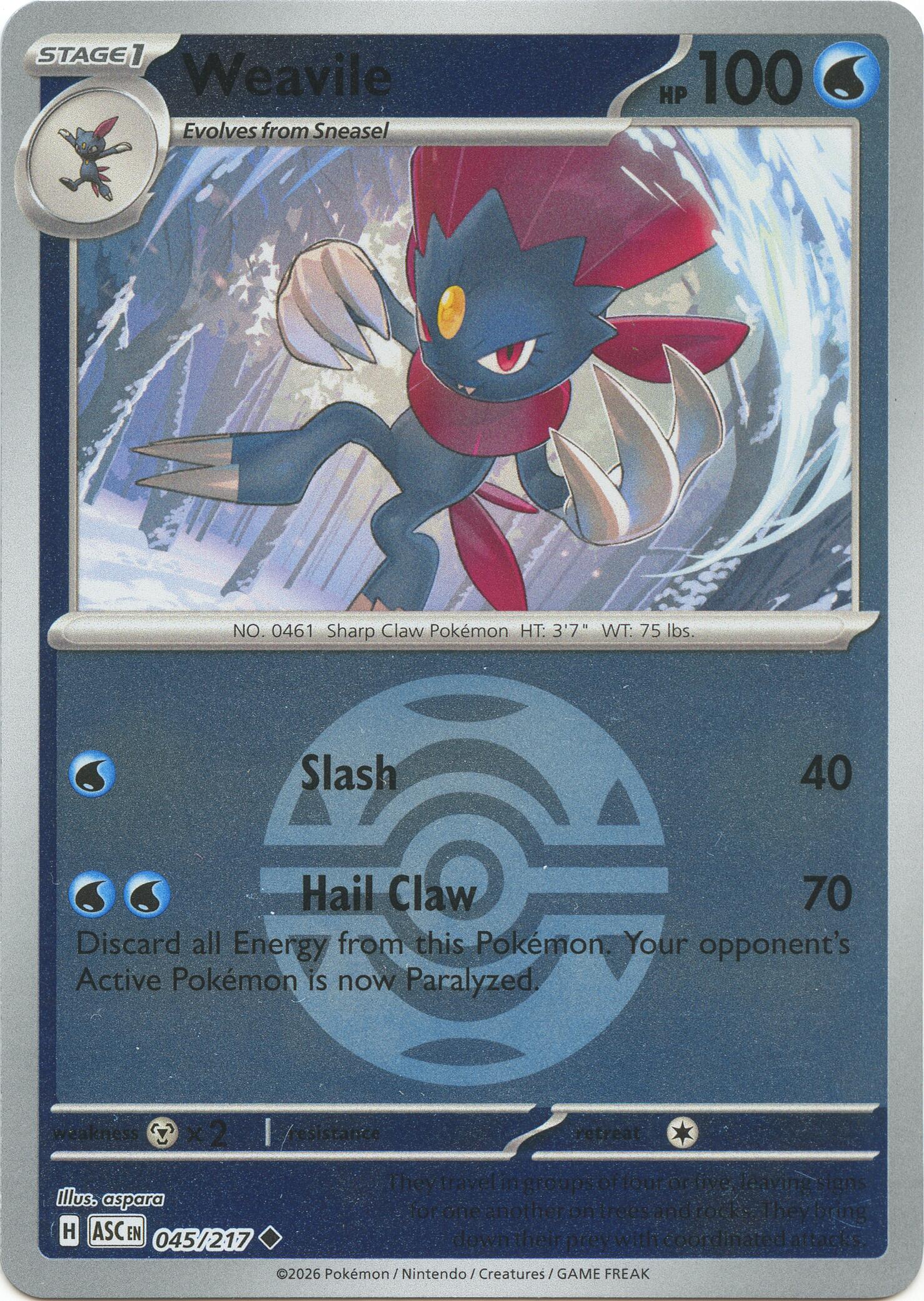 Weavile (045/217) (Dusk Ball) [Mega Evolution: Ascended Heroes] | Exor Games New Glasgow