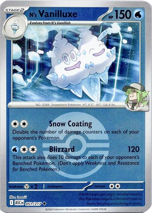 N's Vanilluxe (051/217) (Poke Ball) [Mega Evolution: Ascended Heroes] | Exor Games New Glasgow
