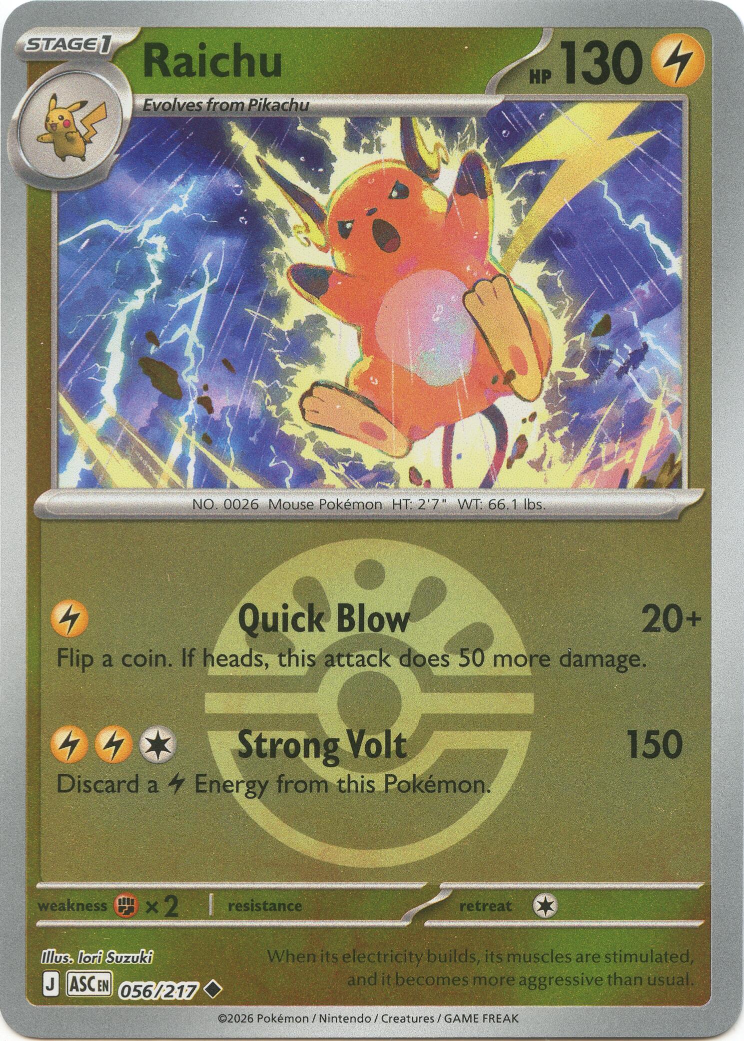 Raichu (056/217) (Friend Ball) [Mega Evolution: Ascended Heroes] | Exor Games New Glasgow