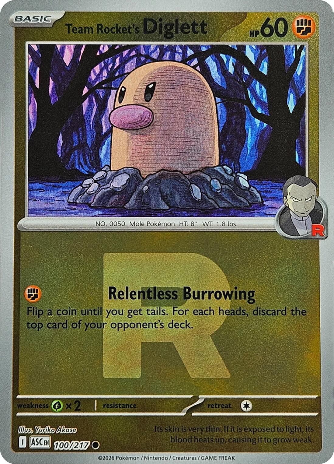 Team Rocket's Diglett (100/217) (Team Rocket) [Mega Evolution: Ascended Heroes] | Exor Games New Glasgow