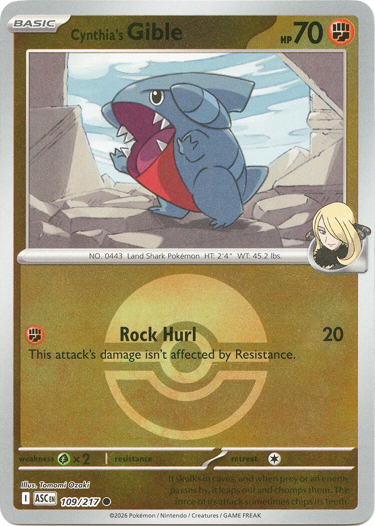 Cynthia's Gible (109/217) (Poke Ball) [Mega Evolution: Ascended Heroes] | Exor Games New Glasgow