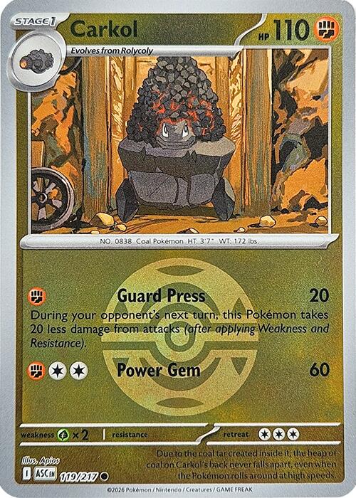 Carkol (119/217) (Dusk Ball) [Mega Evolution: Ascended Heroes] | Exor Games New Glasgow