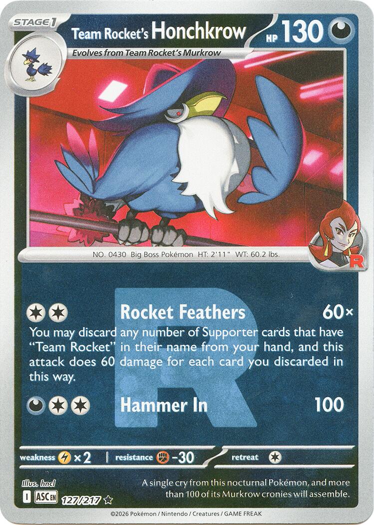 Team Rocket's Honchkrow (127/217) (Team Rocket) [Mega Evolution: Ascended Heroes] | Exor Games New Glasgow