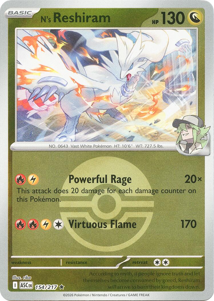 N's Reshiram (154/217) (Poke Ball) [Mega Evolution: Ascended Heroes] | Exor Games New Glasgow