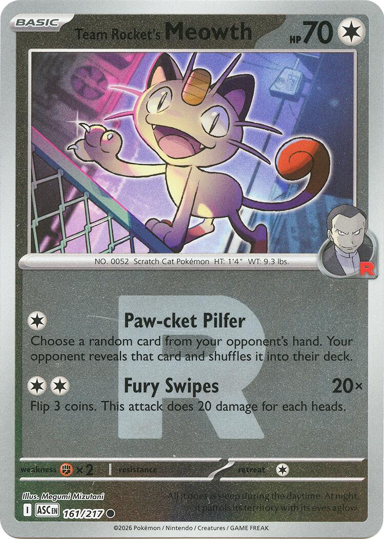 Team Rocket's Meowth (161/217) (Team Rocket) [Mega Evolution: Ascended Heroes] | Exor Games New Glasgow