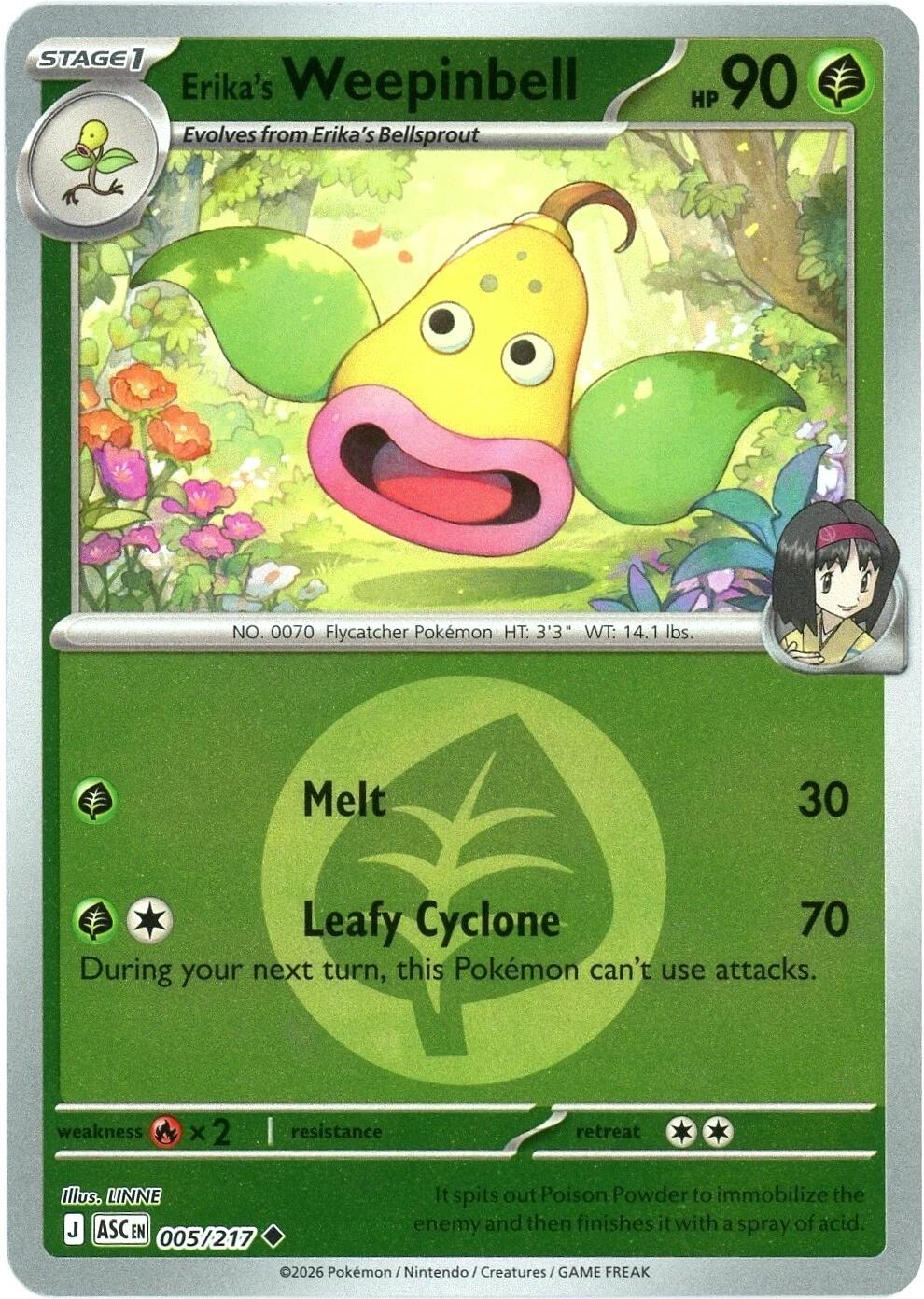 Erika's Weepinbell (005/217) (Energy Symbol Pattern) [Mega Evolution: Ascended Heroes] | Exor Games New Glasgow