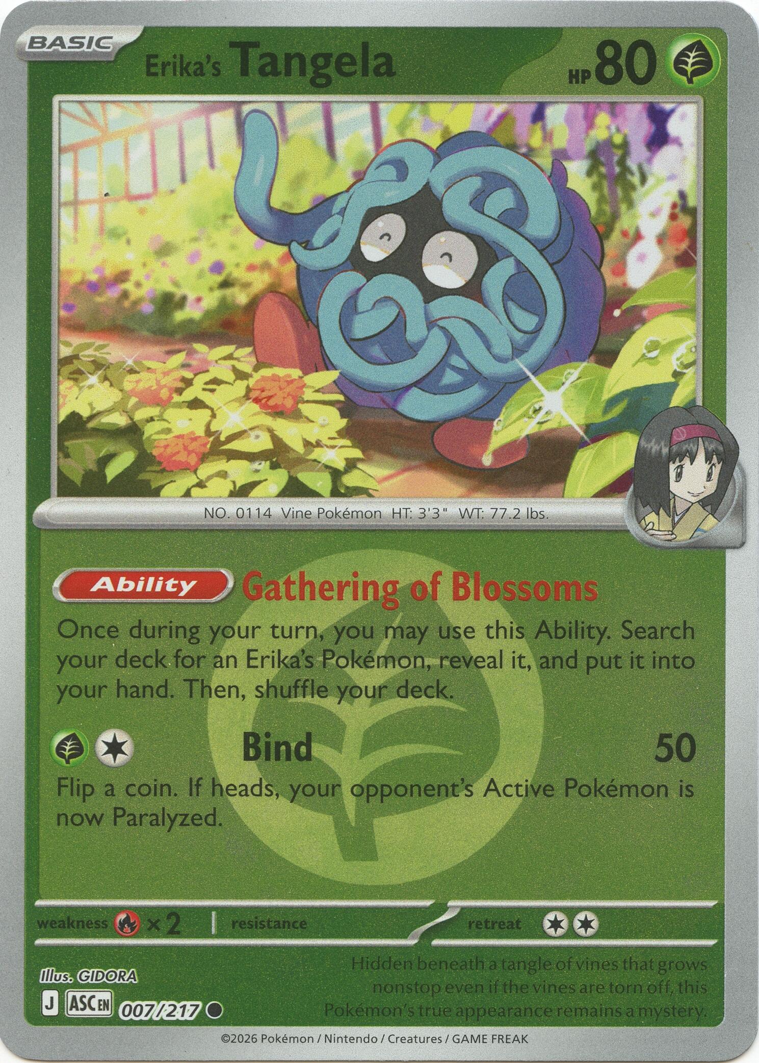 Erika's Tangela (007/217) (Energy Symbol Pattern) [Mega Evolution: Ascended Heroes] | Exor Games New Glasgow