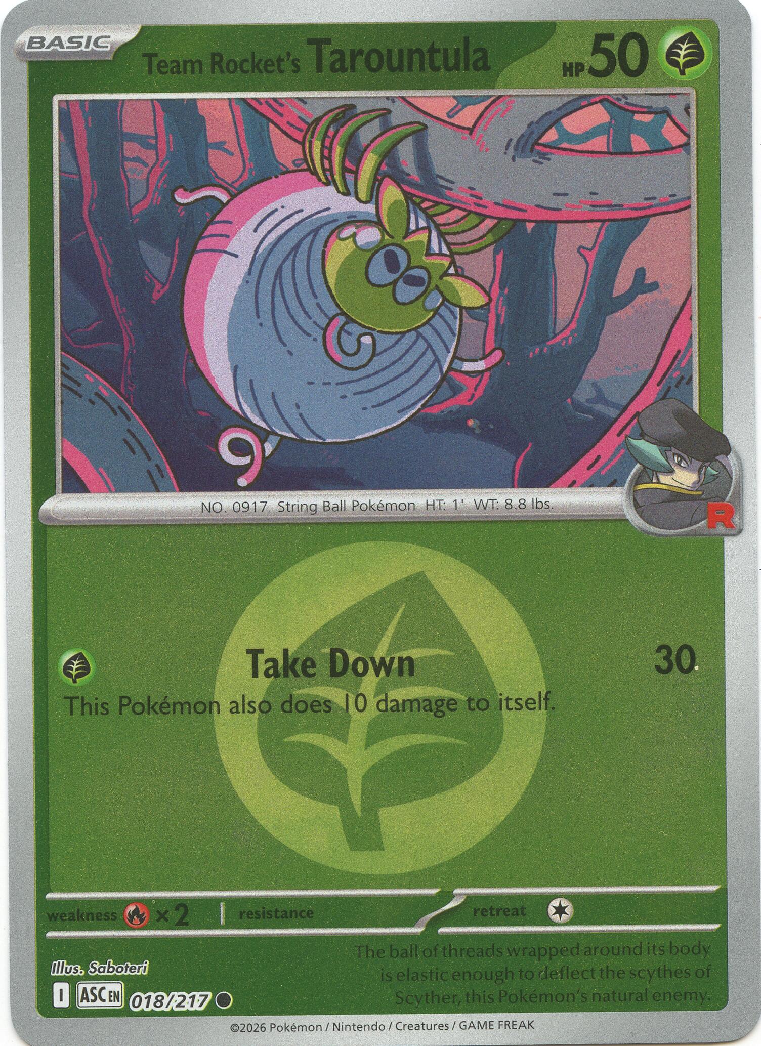 Team Rocket's Tarountula (018/217) (Energy Symbol Pattern) [Mega Evolution: Ascended Heroes] | Exor Games New Glasgow