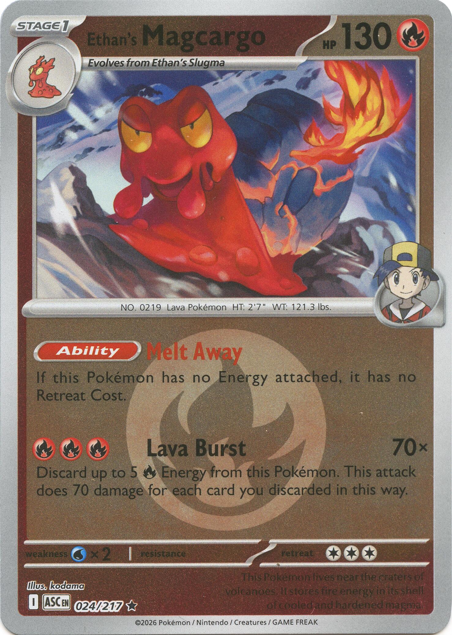 Ethan's Magcargo (024/217) (Energy Symbol Pattern) [Mega Evolution: Ascended Heroes] | Exor Games New Glasgow