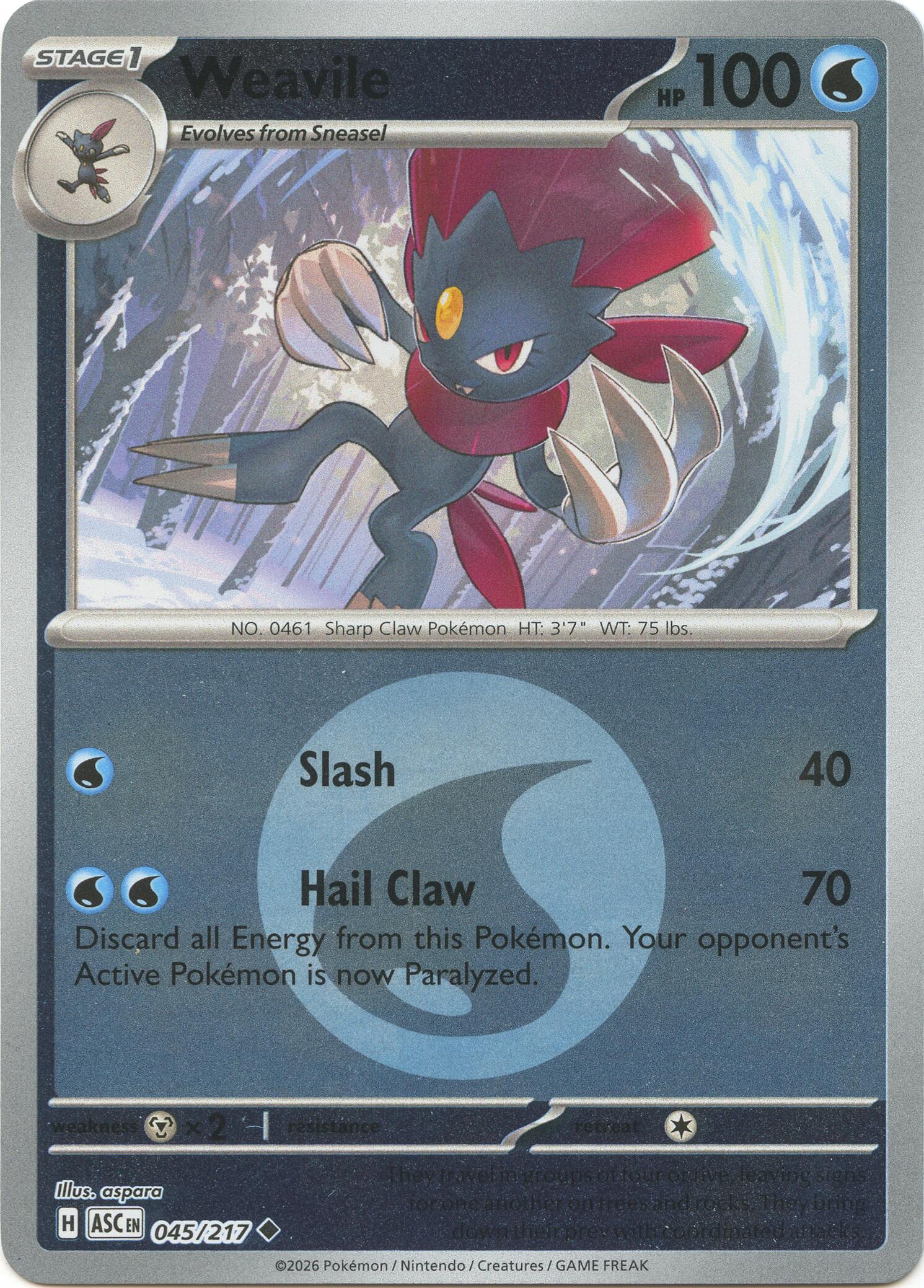 Weavile (045/217) (Energy Symbol Pattern) [Mega Evolution: Ascended Heroes] | Exor Games New Glasgow