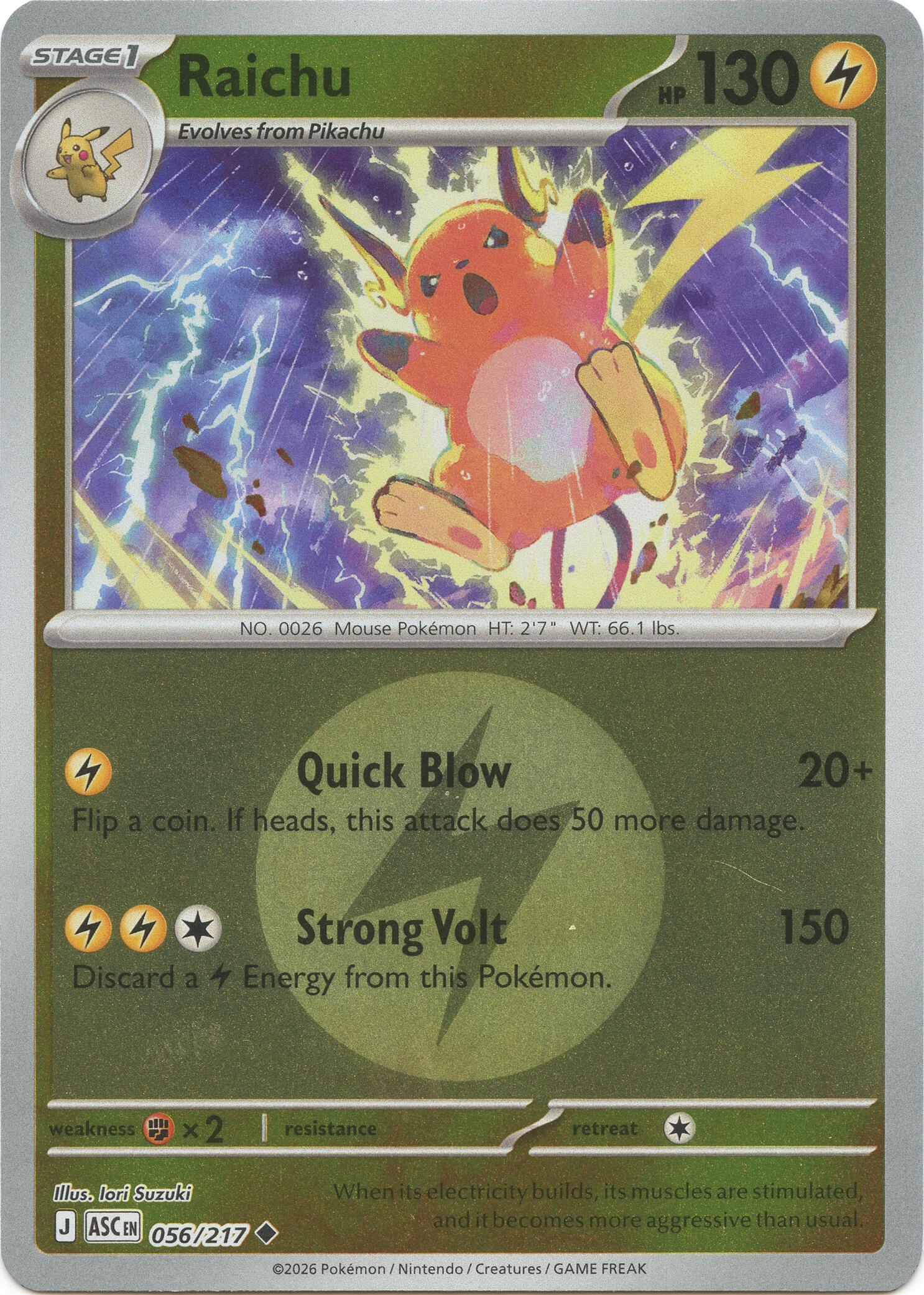 Raichu (056/217) (Energy Symbol Pattern) [Mega Evolution: Ascended Heroes] | Exor Games New Glasgow