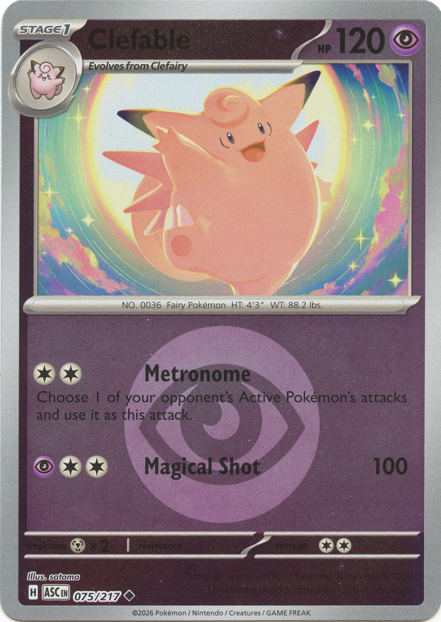 Clefable (075/217) (Energy Symbol Pattern) [Mega Evolution: Ascended Heroes] | Exor Games New Glasgow
