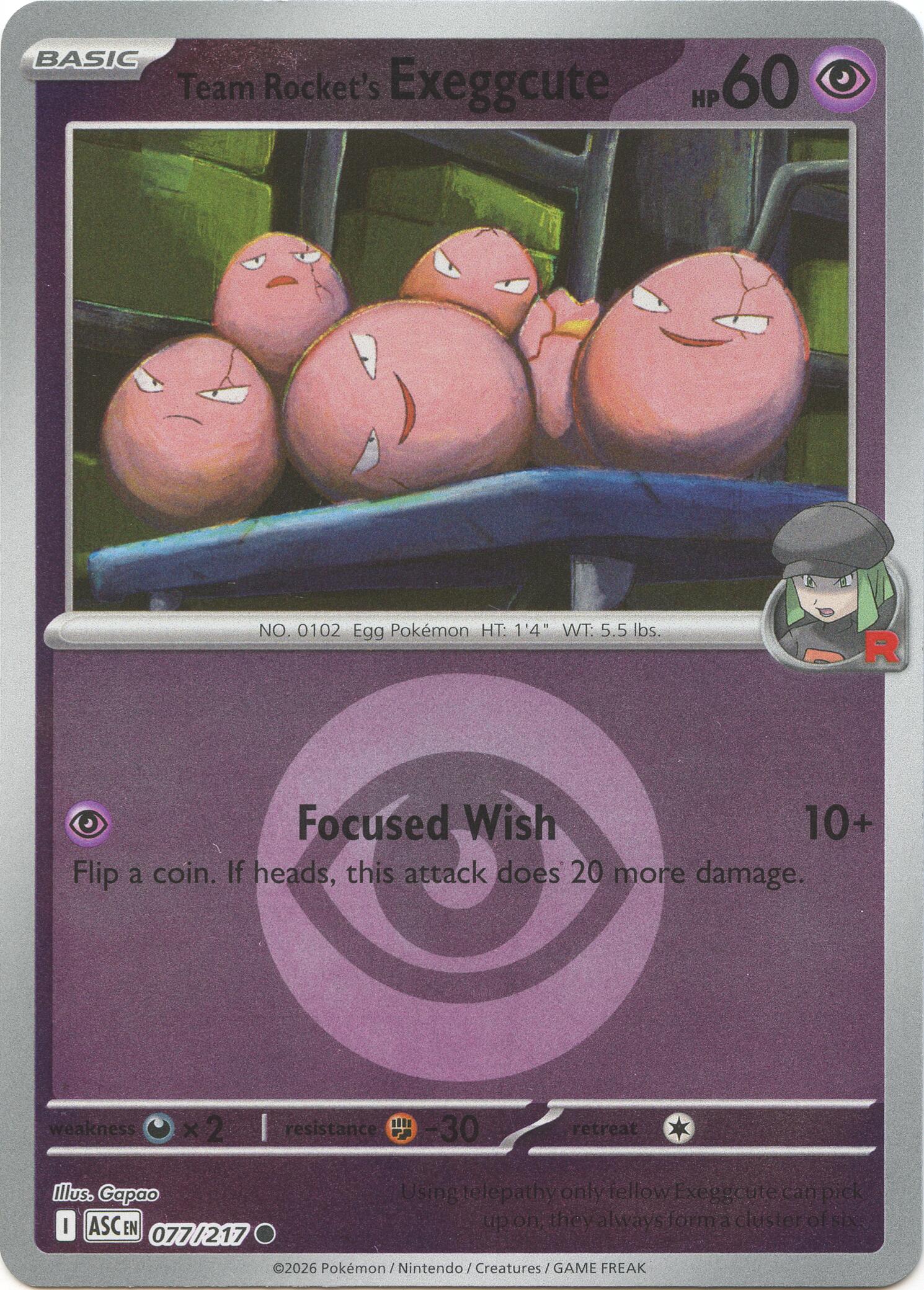 Team Rocket's Exeggcute (077/217) (Energy Symbol Pattern) [Mega Evolution: Ascended Heroes] | Exor Games New Glasgow