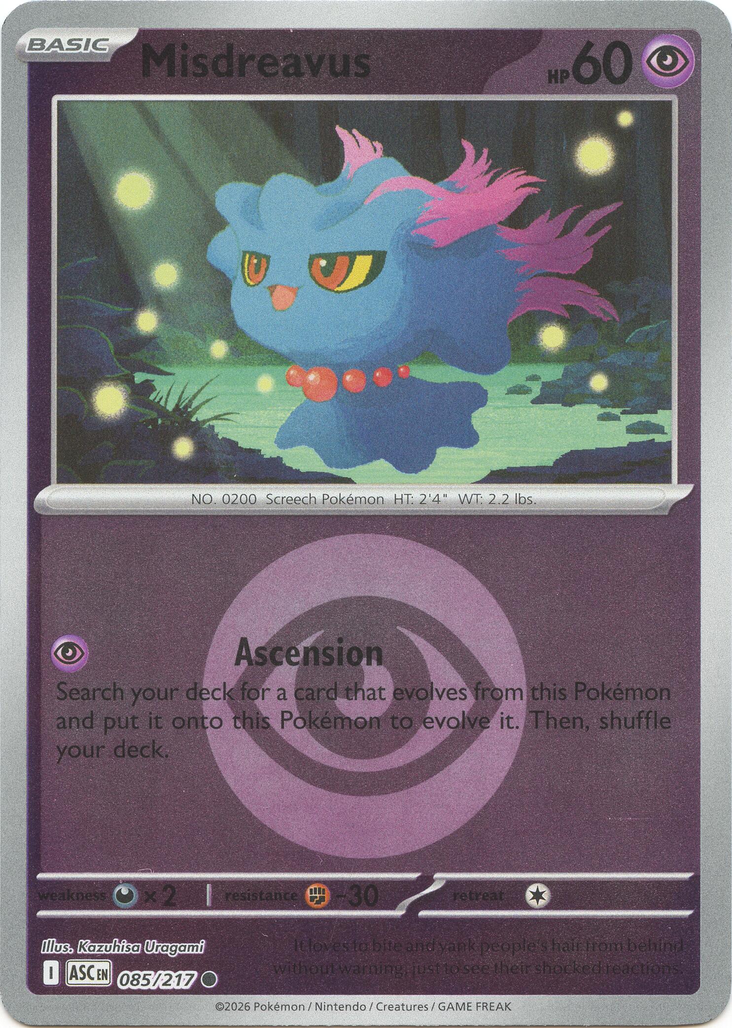 Misdreavus (085/217) (Energy Symbol Pattern) [Mega Evolution: Ascended Heroes] | Exor Games New Glasgow